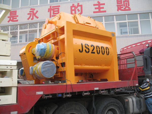 JS2000 twin shaft concrete mixer delivery